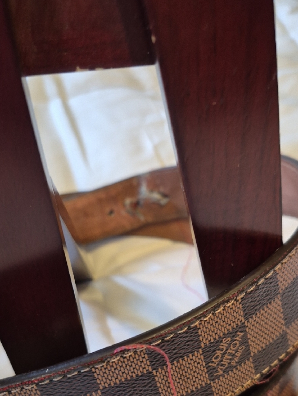 Louis Vuitton Brown Damier Belt with Gold LV Buckle Some Distress - Picture 2 of 6